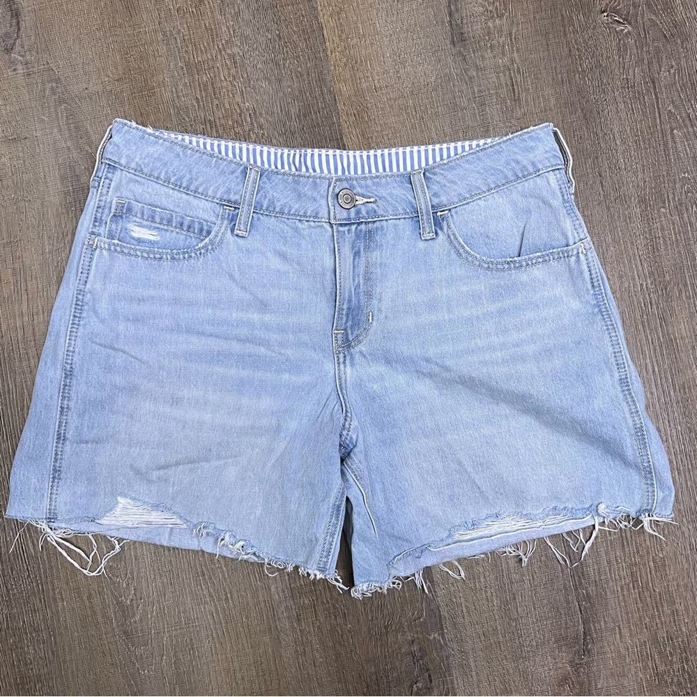 Hollister Light Wash Distressed Denim Cutoff Shorts